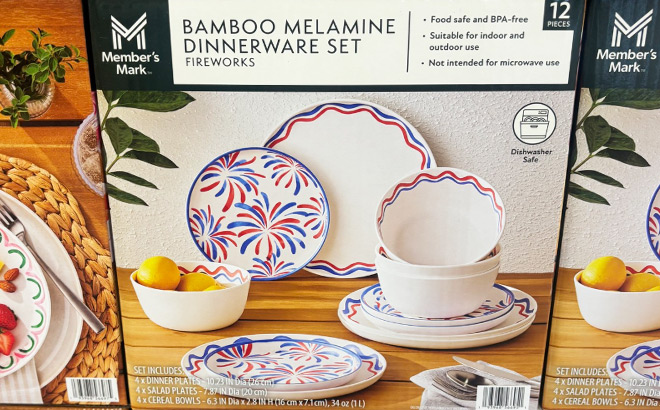 12 Piece Bamboo Melamine Dinnerware Set at Sams Club