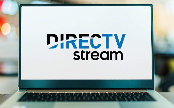 A Laptop with DIRECTV Stream on the Background