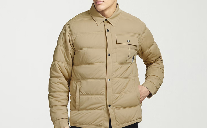 A Man Wearing MESSI Collection Water Repellent Lightweight Puffer Jacket