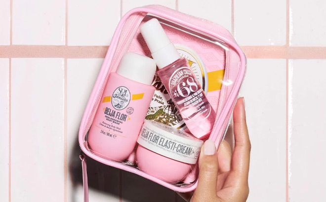 A Person Holding a Bag with Beauty Products