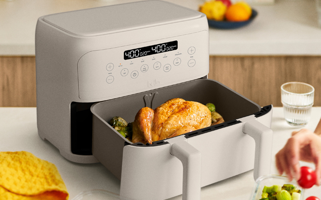 Bella 4 Quart TriZone Air Fryer on a Kitchen Countertop