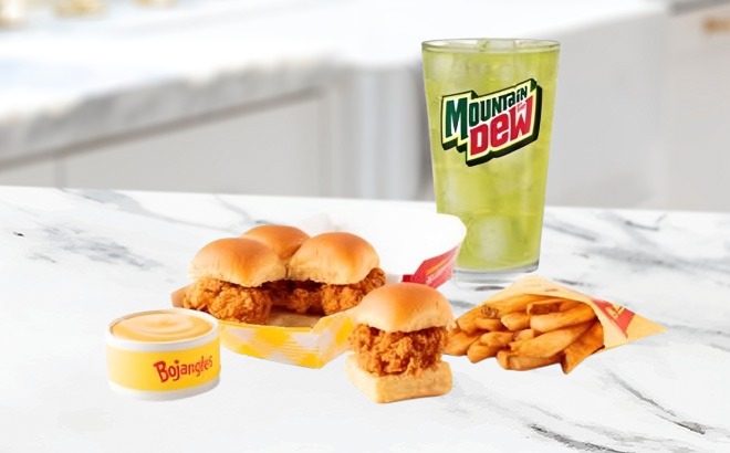 Bos Chicken Rippers Combo with a Mountain Dew Bos Chicken Rippers Combo with a Mountain Dew