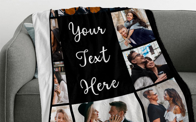 Cara Nonna Personalized Picture Blanket on the Sofa