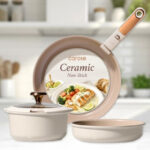 Carote 5 Piece Ceramic Cookware Set in Beige