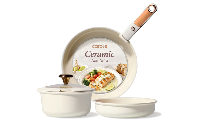 Carote 5 Piece Ceramic Cookware Set in White