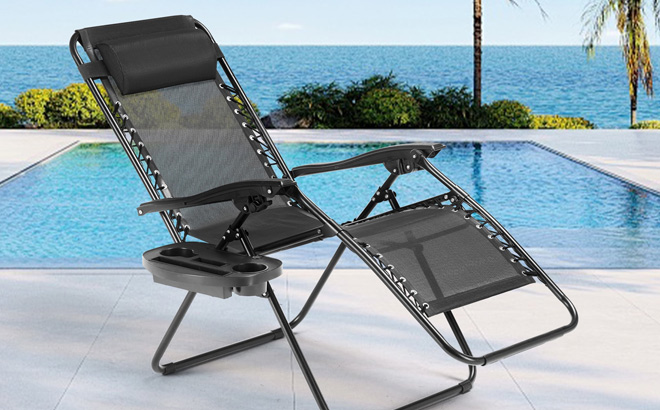 Concetta Zero Gravity Patio Recliner Chair in Black
