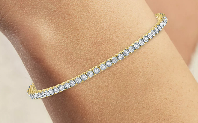 Diamond Tennis Bracelet in Rose Gold Plated Sterling Silver