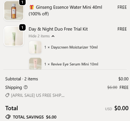 FREE Beauty of Joseon Day Night Duo Trial Kit with Gift Checkout