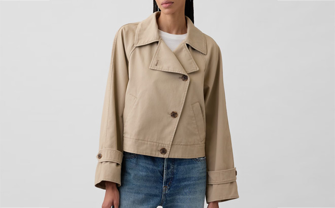 GAP Factory Relaxed Cropped Trench Coat