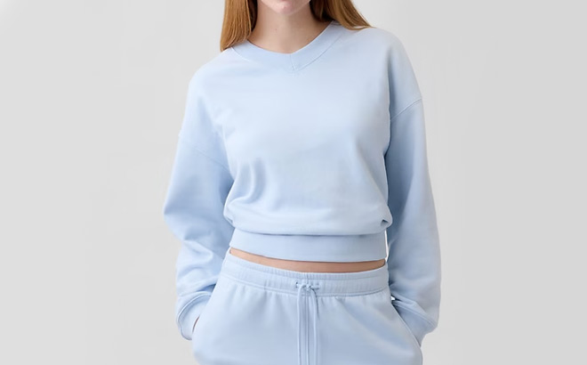GAP Factory Relaxed Wedge V Neck Sweatshirt 1