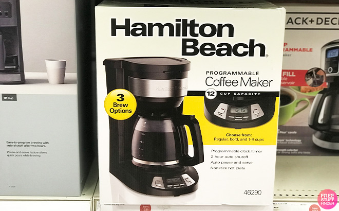 Hamilton Beach 12 Cup Programmable Coffee Maker on the Shelf