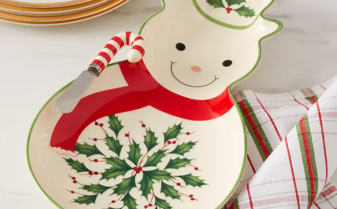Lenox Holiday Snowman Tray Spreader