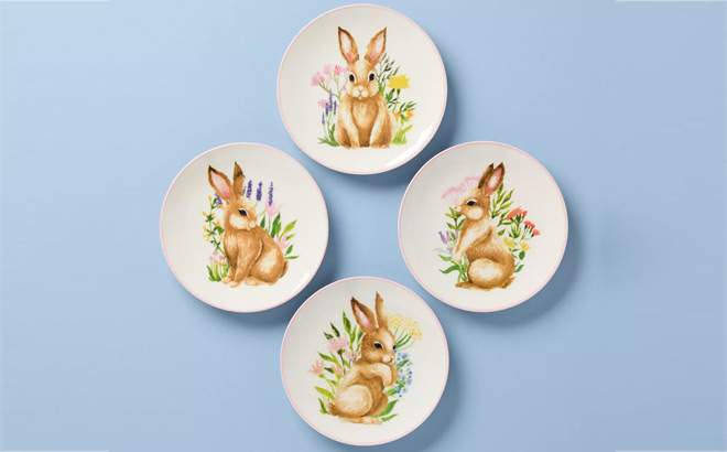 Lenox Wicker Creek 4 Piece Bunny Accent Plates Set