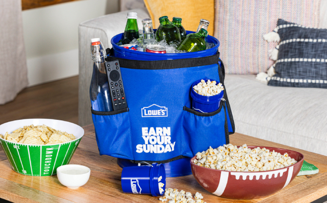 Lowes Earn Your Sunday Blue Polyester Clasp 5 Gallon Bucket Organizer