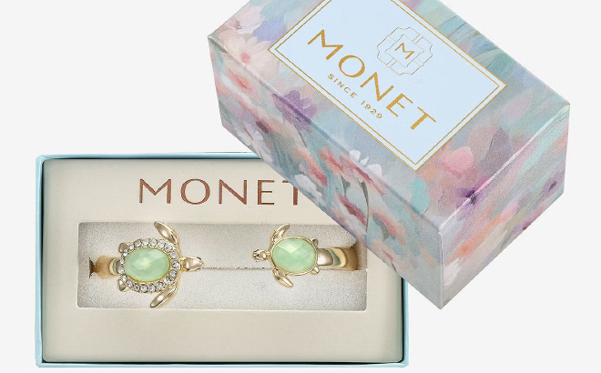 Monet Jewelry Turtle Womens Green Glass Bangle Bracelet