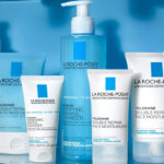 Multiple La Roche Posay Products on a Glass Shelf