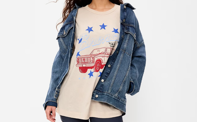 Old Navy Womens Ford Bronco Oversized Tunic T Shirt