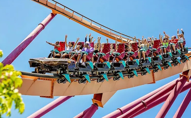 People Riding a Rollecoaster in Six Flags Great America