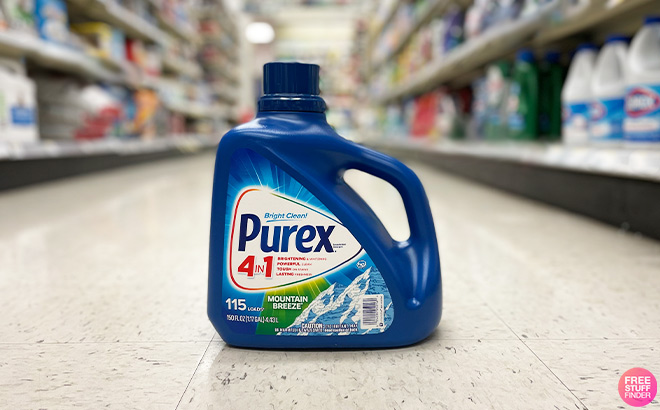 Purex 4 in 1 Liquid Laundry Detergent on the Floor