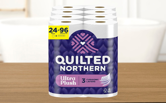 Quilted Northern Ultra Plush Toilet Paper on the Table