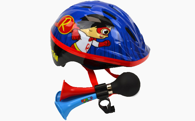 Ryans World Red Titan Kids Bicycle Helmet with Triple Horn