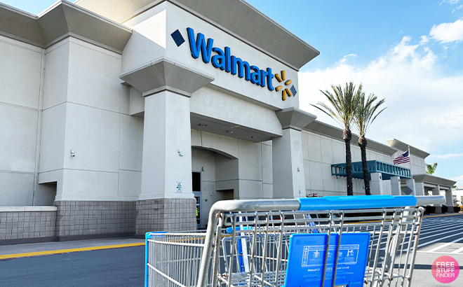 Shopping Cart in front of a Walmart Store