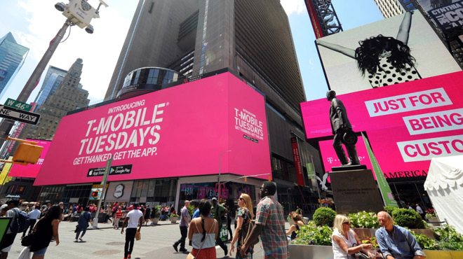 T-Mobile Tuesday Ad on a Building T-Mobile Tuesday Ad on a Building