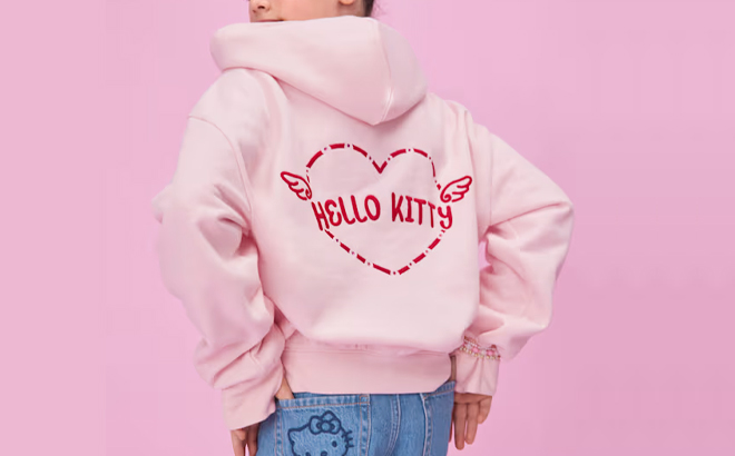 The Childrens Place Girls Hello Kitty Embellished Premium Fleece Hoodie