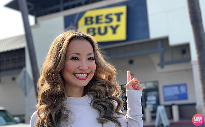 Tina if Front of the Best Buy Store