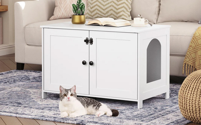 Tucker Murphy Pet Litter Box Enclosure in White Color