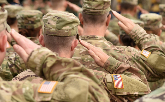 U S Military Members Saluting for Memorial Day